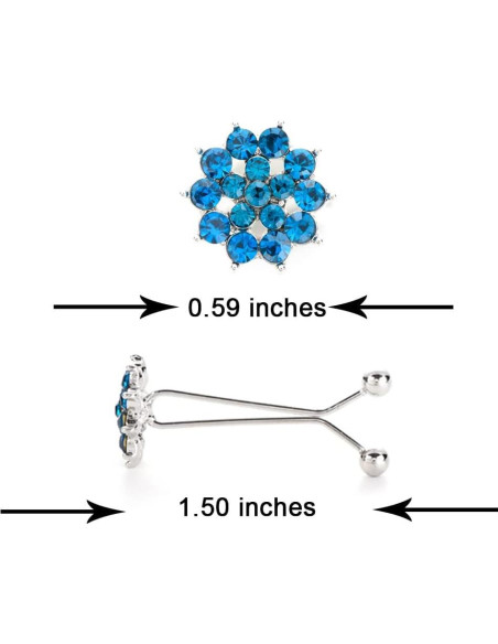 12 Clips de Bufanda con Rhinestones y Perlas - Accesorios Hijab