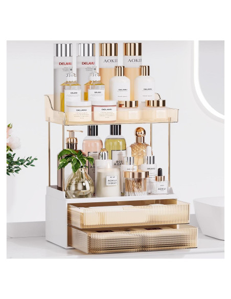 Organizador de Encimera de Baño TidyStash Ámbar 2 Niveles 2 Cajones