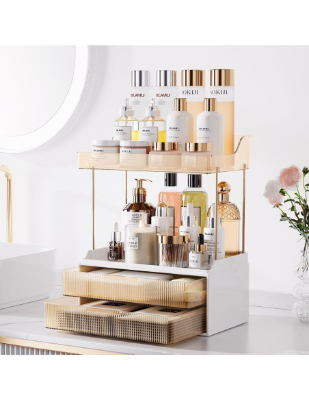 Organizador de Encimera de Baño TidyStash Ámbar 2 Niveles 2 Cajones