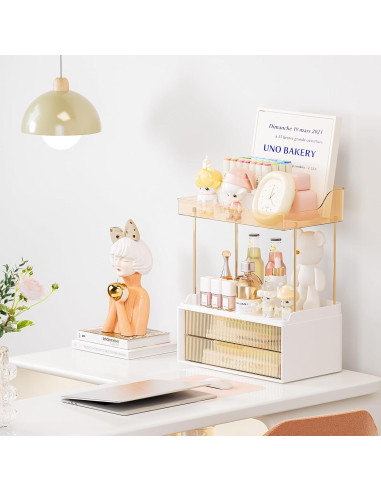 Organizador de Encimera de Baño TidyStash Ámbar 2 Niveles 2 Cajones