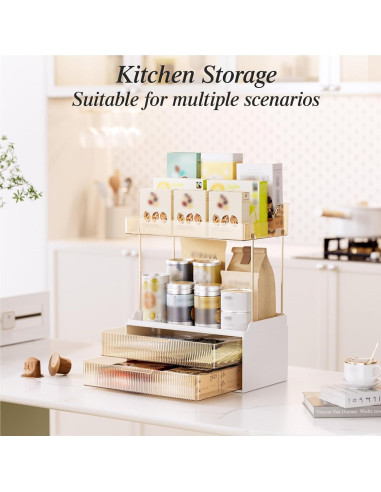 Organizador de Encimera de Baño TidyStash Ámbar 2 Niveles 2 Cajones