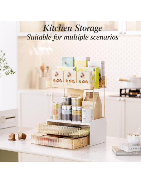 Organizador de Encimera de Baño TidyStash Ámbar 2 Niveles 2 Cajones