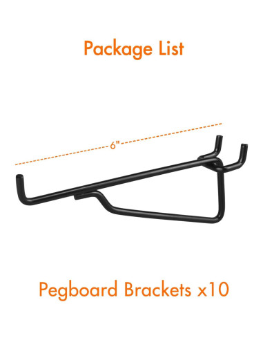 Ganchos de Tablero Perforado G.CORE 6" (15.24 cm) Paquete de 10