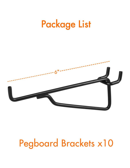 Ganchos de Tablero Perforado G.CORE 6" (15.24 cm) Paquete de 10