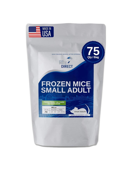75 Ratones Congelados Pequeños Adultos MiceDirect 19g para Serpientes