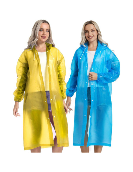 Ponchos de Lluvia Reutilizables Borogo 2PCS Unisex Impermeables