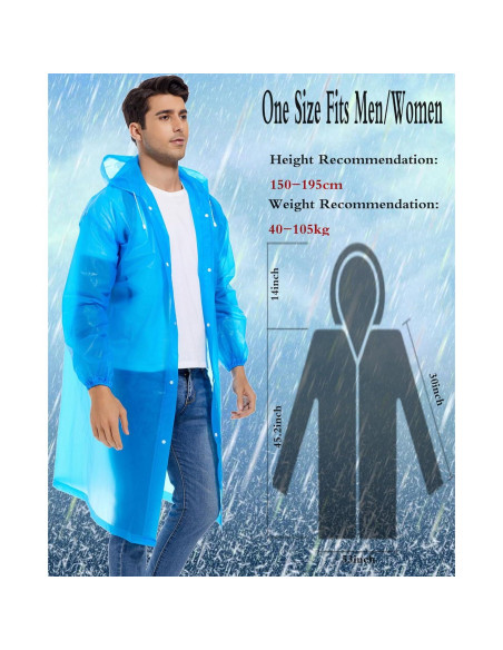 Ponchos de Lluvia Reutilizables Borogo 2PCS Unisex Impermeables