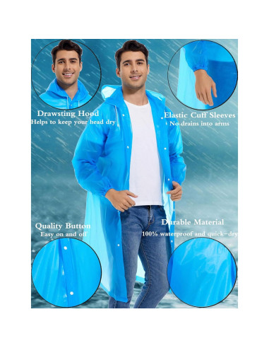 Ponchos de Lluvia Reutilizables Borogo 2PCS Unisex Impermeables