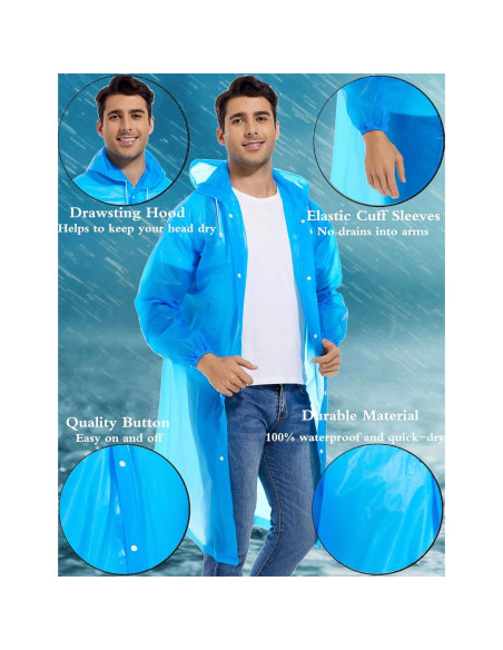 Ponchos de Lluvia Reutilizables Borogo 2PCS Unisex Impermeables