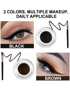 Delineador de Gel Impermeable 2 en 1 evpct Negro y Marrón 2