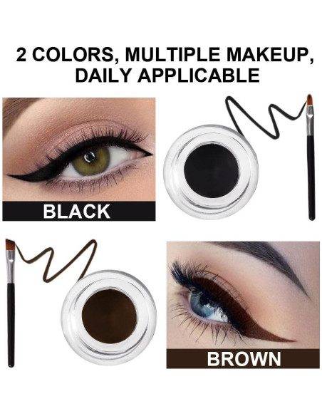 Delineador de Gel Impermeable 2 en 1 evpct Negro y Marrón