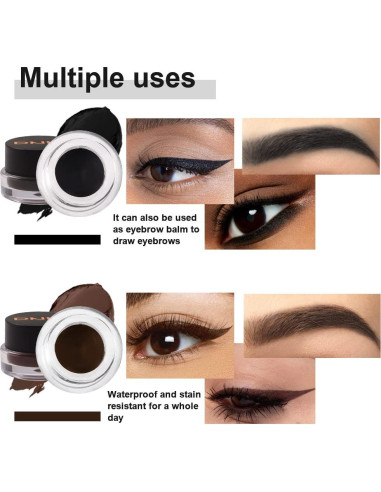 Delineador de Gel Impermeable 2 en 1 evpct Negro y Marrón