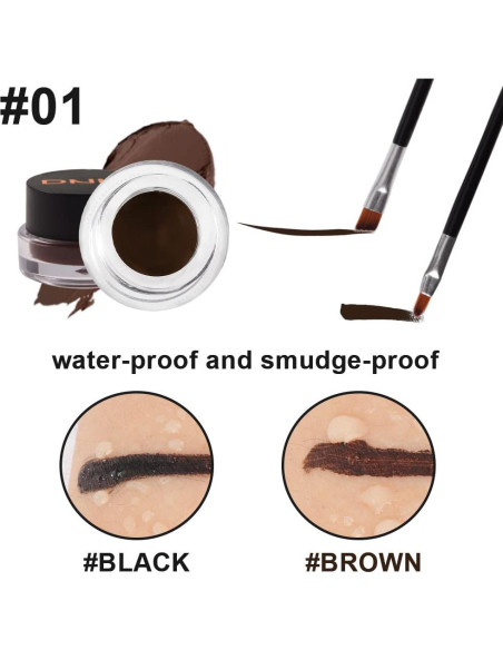 Delineador de Gel Impermeable 2 en 1 evpct Negro y Marrón