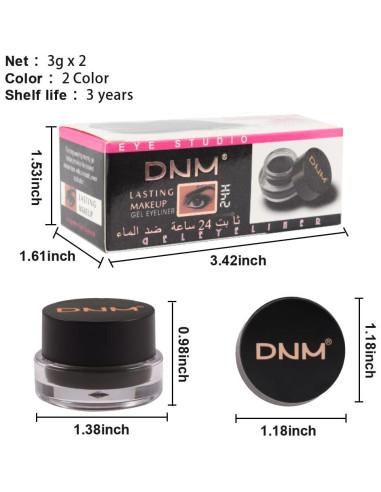 Delineador de Gel Impermeable 2 en 1 evpct Negro y Marrón