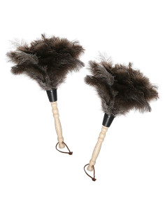 Plumero de Avestruz Gris Natural - 2 Piezas, Limpieza Eficaz