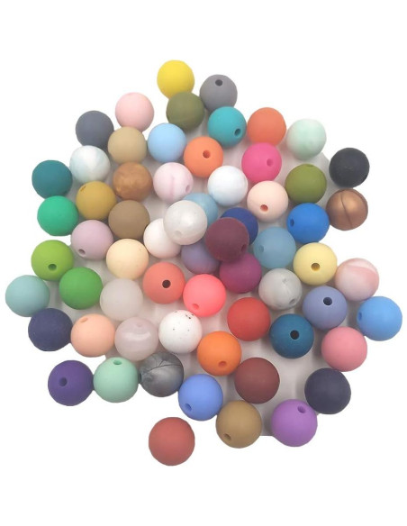 100 Perlas Redondas de Silicona 12mm Alenybeby para DIY