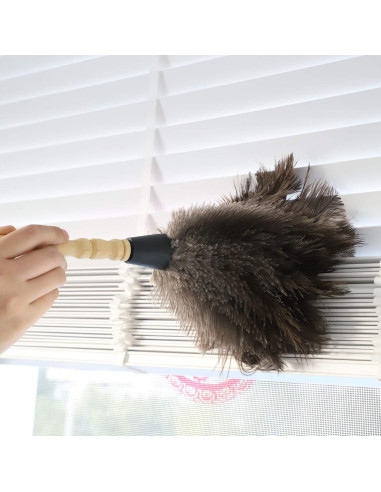 Plumero de Avestruz Gris Natural - 2 Piezas, Limpieza Eficaz