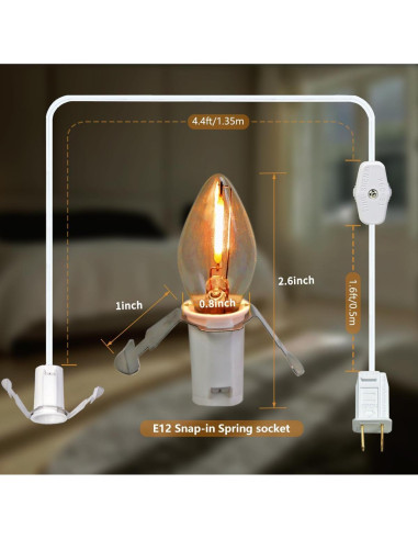 Cordón Accesorio LED C7 Tiadio 2.29m con Interruptor E12