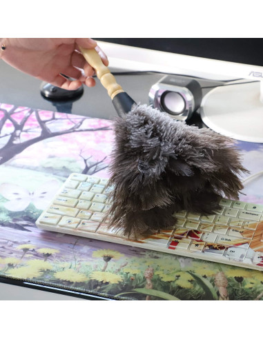 Plumero de Avestruz Gris Natural - 2 Piezas, Limpieza Eficaz