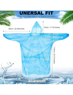 Ponchos de Lluvia Desechables Hercicy 300 Pcs Adultos 2