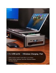 Soporte para Monitor EAXBUX con Carga Inalámbrica y 4 USB 2