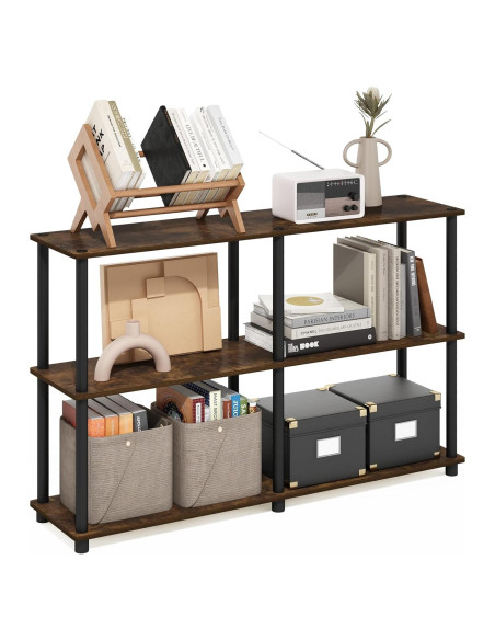 Estante de Almacenamiento Furinno Turn-N-Tube 3 Niveles Pino Ámbar/Negro