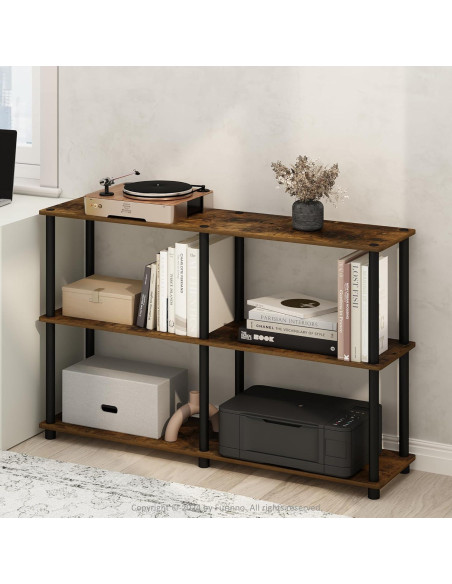 Estante de Almacenamiento Furinno Turn-N-Tube 3 Niveles Pino Ámbar/Negro