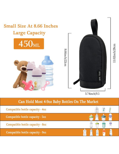 Bolsa Aislante para Botellas de Bebé JOFOL BABE 450ml Negra