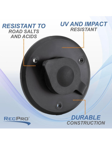 Placa de Cable Coaxial RecPro Negra 1 Salida Resistente Agua