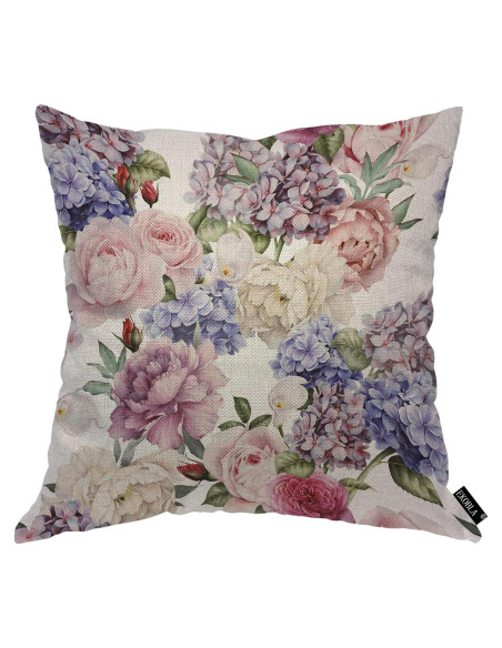 Funda de Cojín Cuadrada Floral EKOBLA 45x45cm Algodón Lino