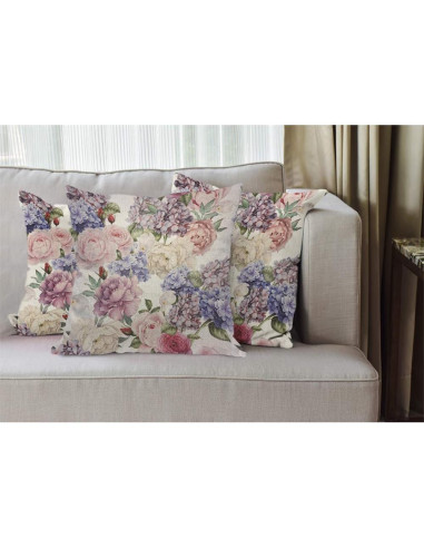 Funda de Cojín Cuadrada Floral EKOBLA 45x45cm Algodón Lino