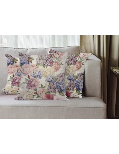 Funda de Cojín Cuadrada Floral EKOBLA 45x45cm Algodón Lino