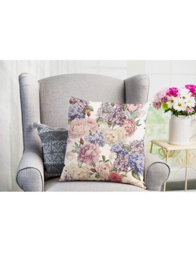 Funda de Cojín Cuadrada Floral EKOBLA 45x45cm Algodón Lino