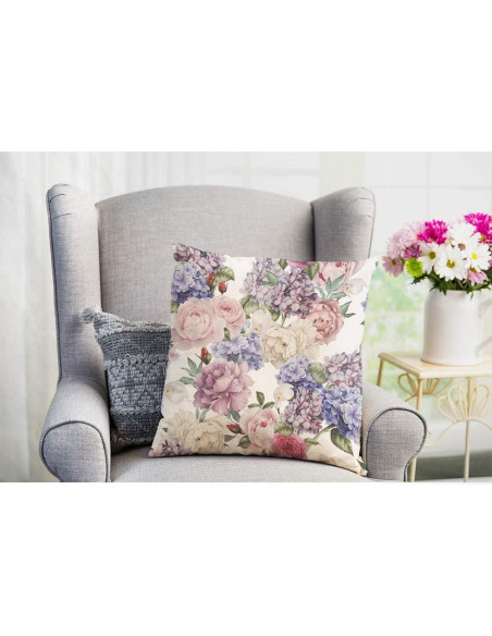 Funda de Cojín Cuadrada Floral EKOBLA 45x45cm Algodón Lino