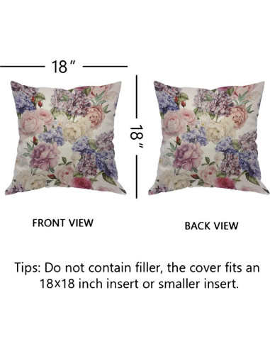 Funda de Cojín Cuadrada Floral EKOBLA 45x45cm Algodón Lino