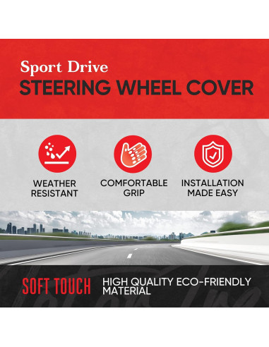 Cubierta de Volante Motor Trend GripDrive Pro Negra 34-37 cm