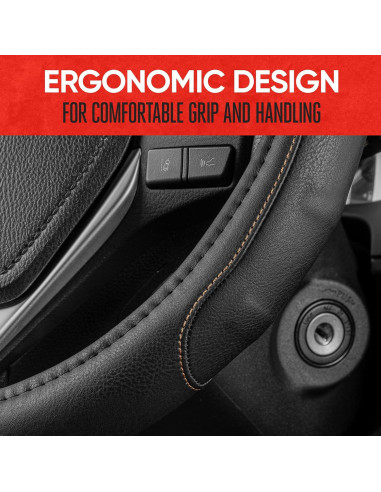 Cubierta de Volante Motor Trend GripDrive Pro Negra 34-37 cm