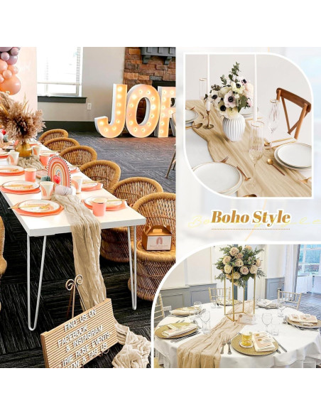 Paquete de 15 Caminos de Mesa de Gasa Beige 3.05m para Bodas