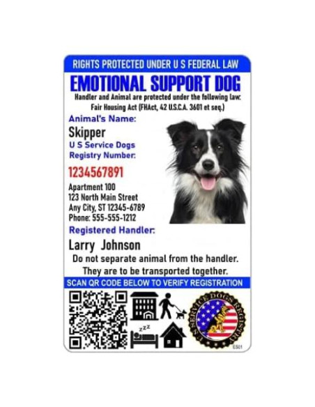 Tarjeta de Identificación Personalizada Just 4 Paws - Apoyo Emocional