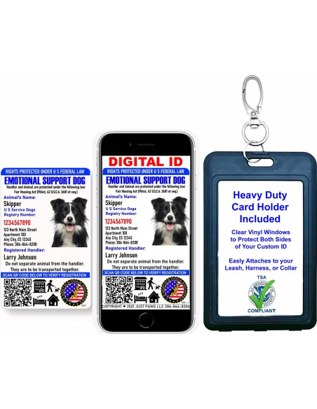 Tarjeta de Identificación Personalizada Just 4 Paws - Apoyo Emocional