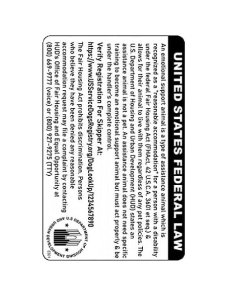 Tarjeta de Identificación Personalizada Just 4 Paws - Apoyo Emocional