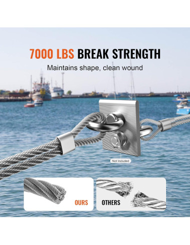 Cable de Alambre de Acero VEVOR 1/4" (6.35 mm) 76.2 m con Guantes