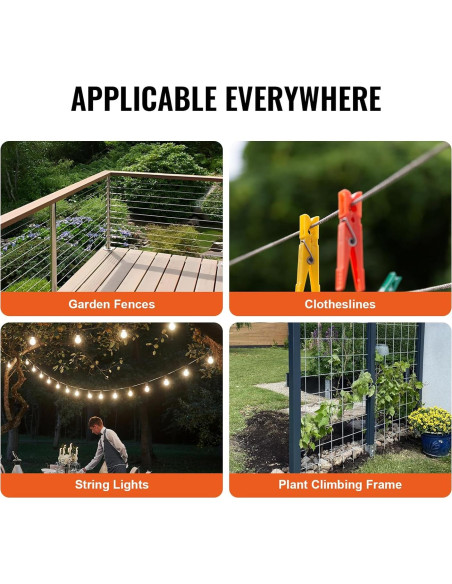 Cable de Alambre de Acero VEVOR 1/4" (6.35 mm) 76.2 m con Guantes