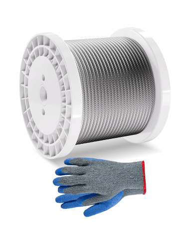 Cable de Alambre de Acero VEVOR 1/4" (6.35 mm) 76.2 m con Guantes