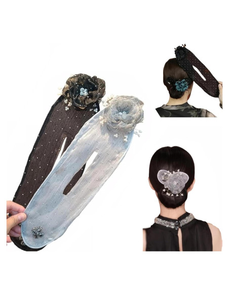 Clip de Pelo y Rodillo de Moño Dumwick 2pcs-AB para Cabello