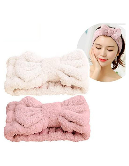 Diadema de Microfibra Jseng para Cuidado Facial y Ducha - Beige/Rosa