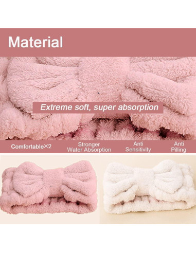 Diadema de Microfibra Jseng para Cuidado Facial y Ducha - Beige/Rosa