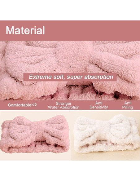 Diadema de Microfibra Jseng para Cuidado Facial y Ducha - Beige/Rosa