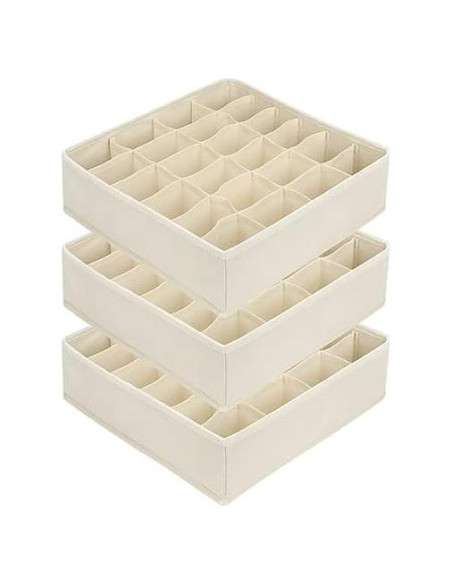 Organizador de Cajones BINO Beige - 3 Piezas para Ropa Interior