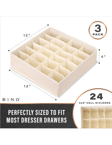 Organizador de Cajones BINO Beige - 3 Piezas para Ropa Interior